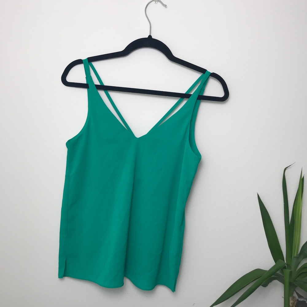 TOPSHOP •  Green V-Neck Strappy Tank Top